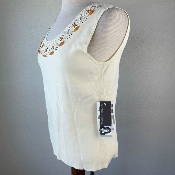NWT Josephine Chaus Cream Tank Top Size L - Picture 4 of 11